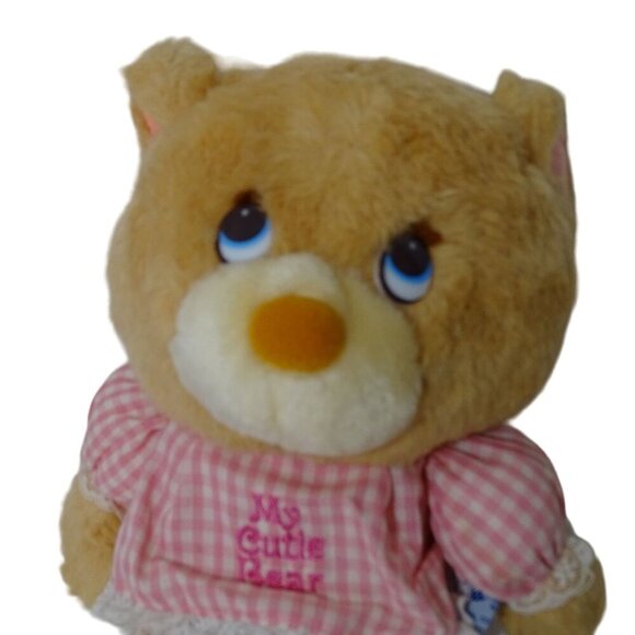 Vintage Mattel Emotions Plush Bear Pink Gingham Outfit 1983 Collectible 12 inch - Picture 2 of 9